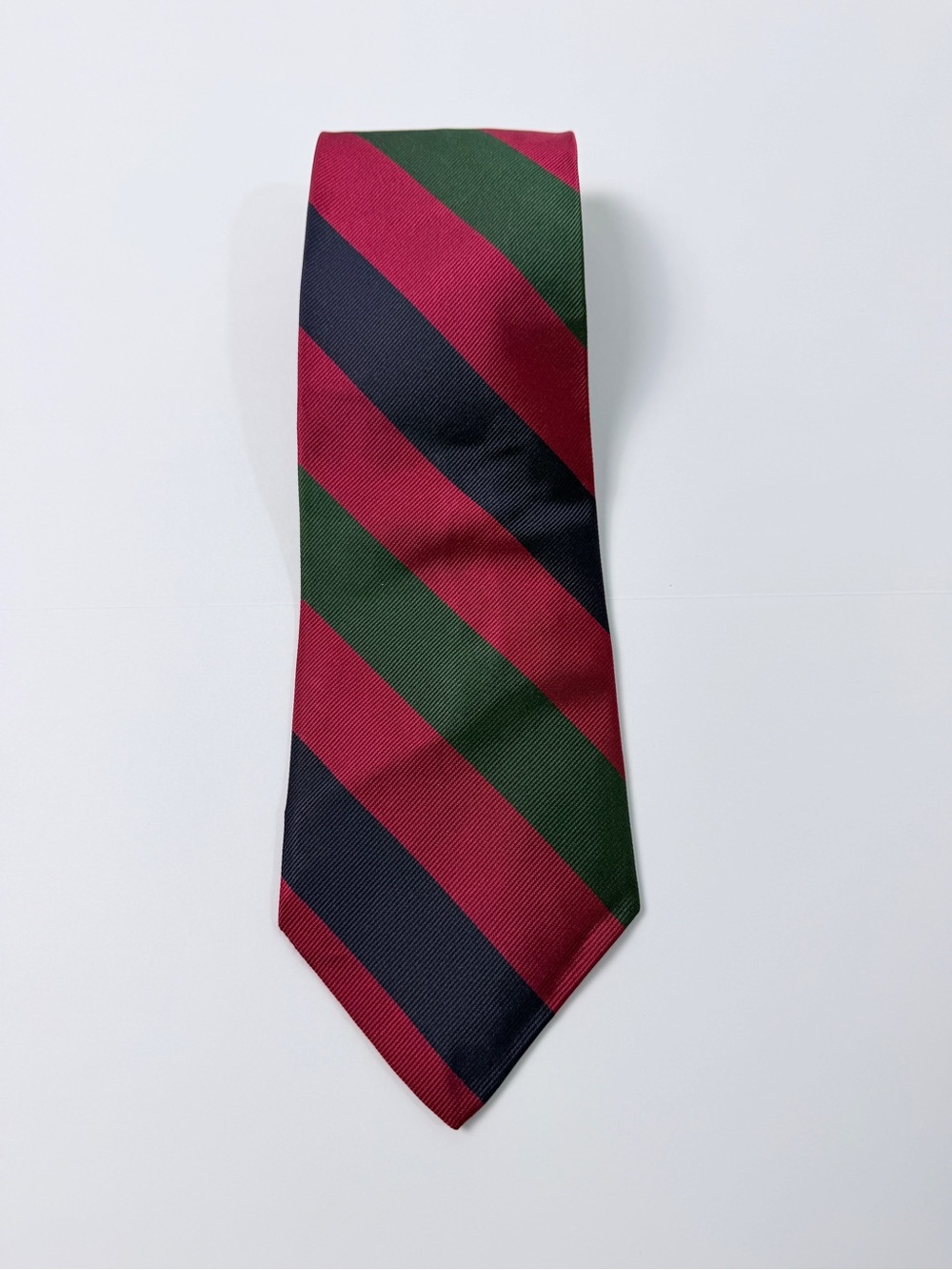 Vintage Quinn’s Jacobs Roberts Ltd Silk Necktie Red Green Navy Stripe Mens Tie